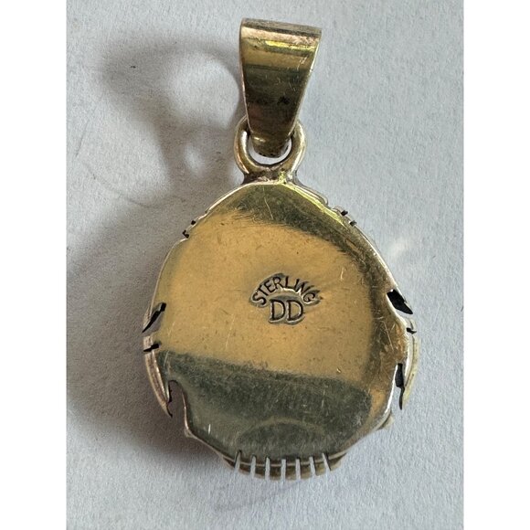 26.5mm DD 925 Sterling Silver Slide Closure Pendant w/ Turquoise like Gemstone - Picture 2 of 7